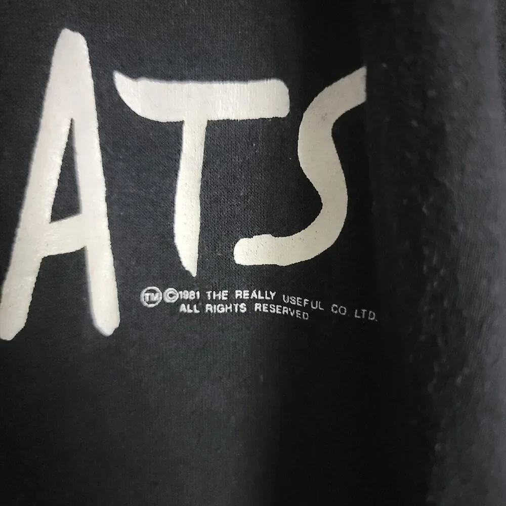 Vintage 80s CATS Broadway Musical Black T-shirt 1981 Cat Eyes MEDIUM - Picture 2 of 4